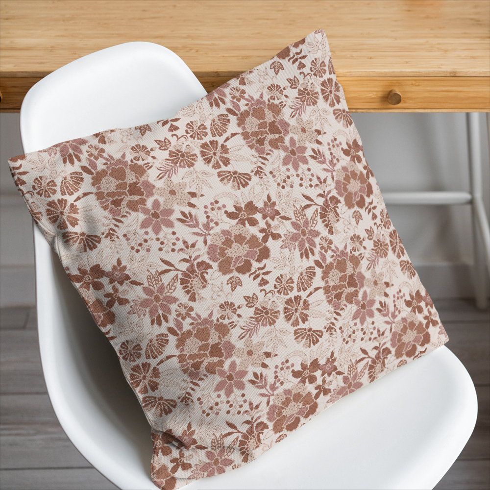 Throw Pillow – Terracotta Cream Vintage Boho Floral