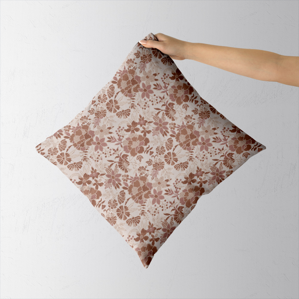 Throw Pillow – Terracotta Cream Vintage Boho Floral