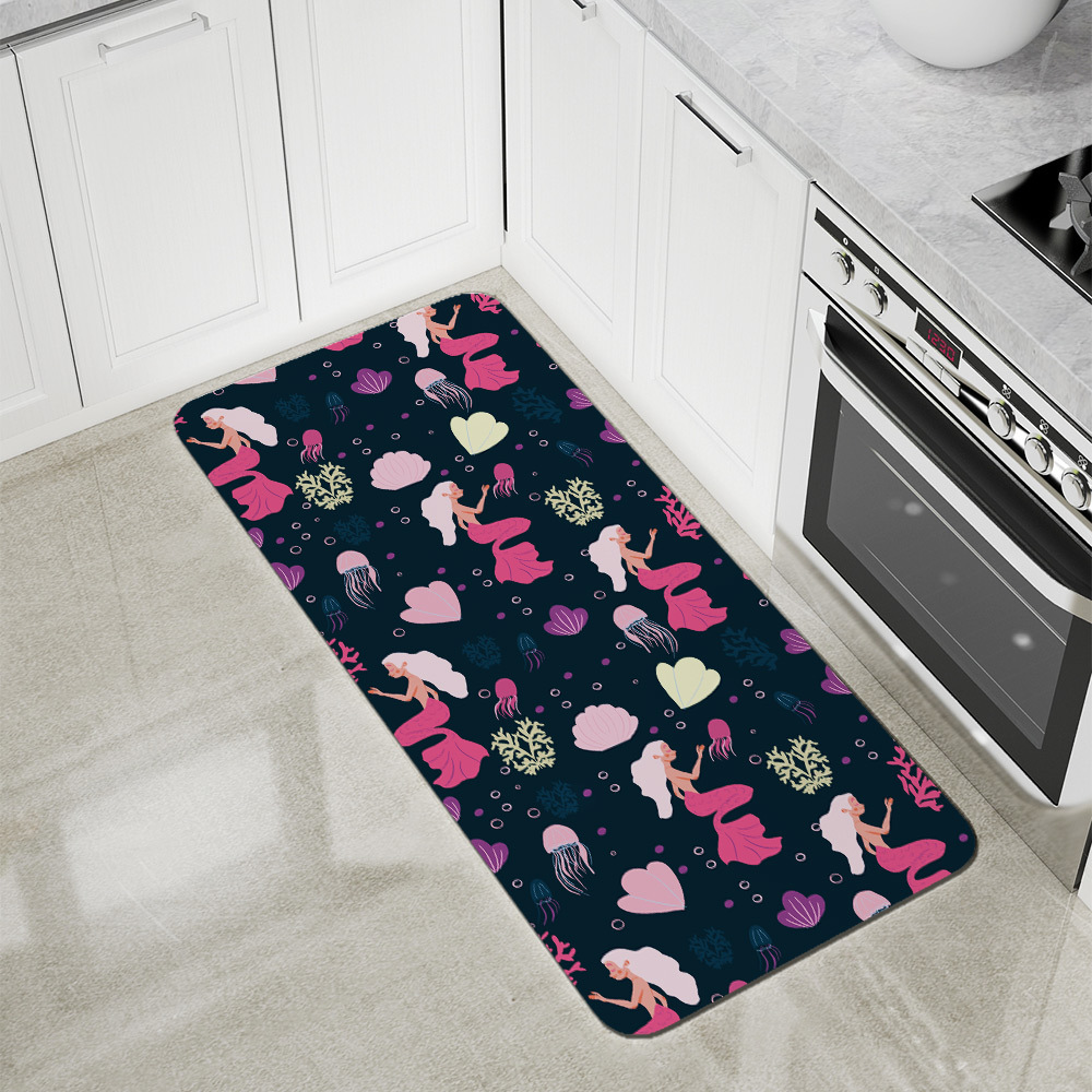 Kitchen Floor Mats – Underwater Cute Mermaid With Colorful Hair