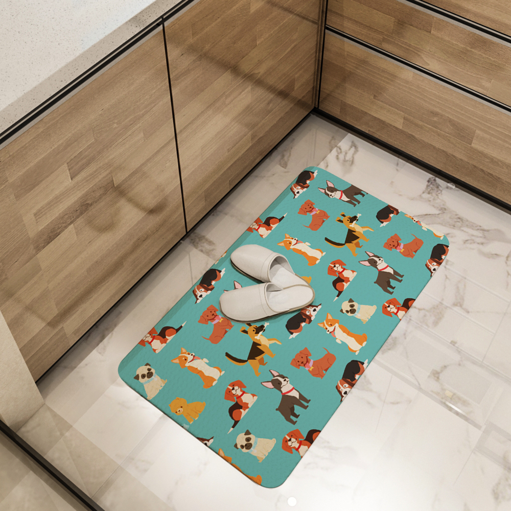 Kitchen Floor Mats – Cartoon Pets Dogs & Puppies Pattern