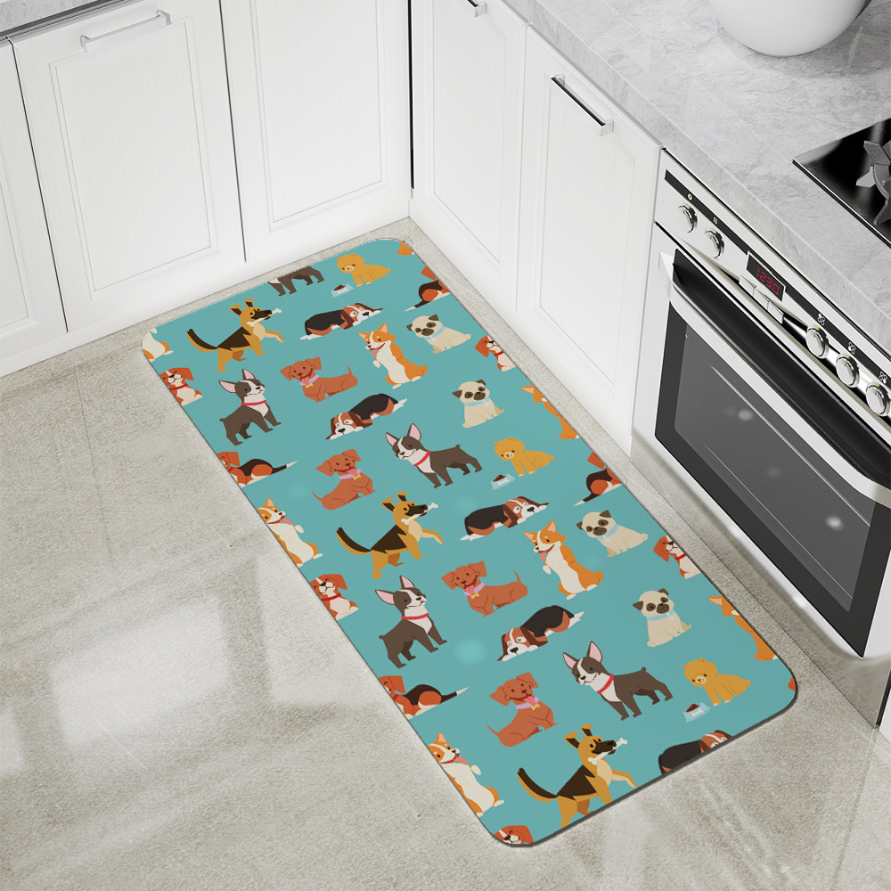 Kitchen Floor Mats – Cartoon Pets Dogs & Puppies Pattern