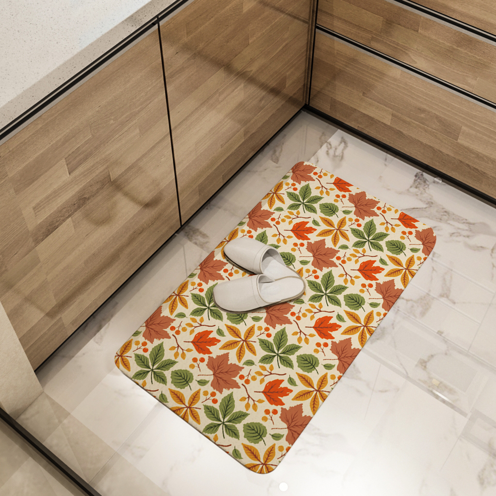 Kitchen Floor Mats – Colorful Autumn Leaves & Berry Thanksgiving