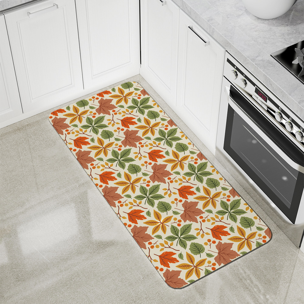 Kitchen Floor Mats – Colorful Autumn Leaves & Berry Thanksgiving
