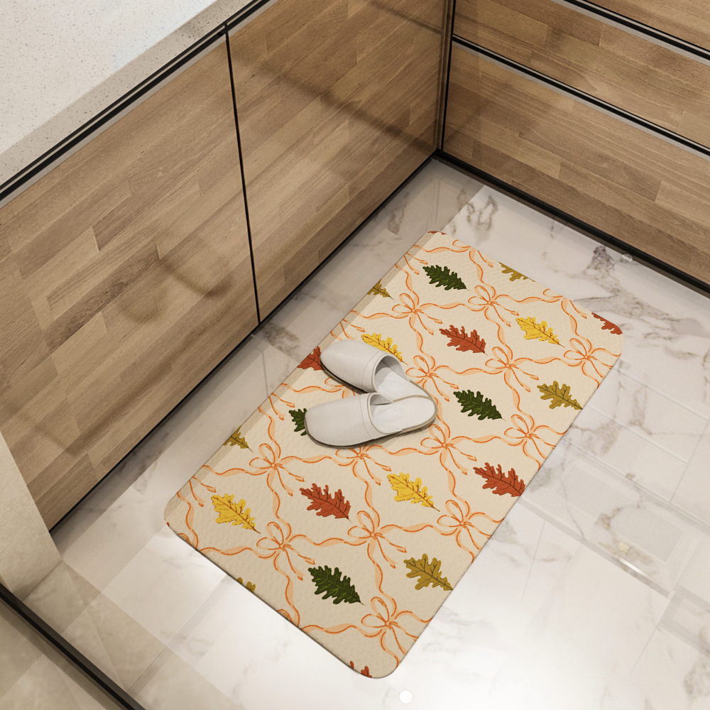 Kitchen Floor Mats – Autumn Oak Leaves & Coquette Bow