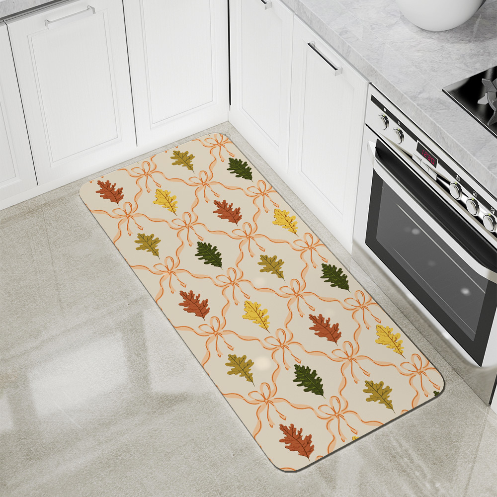 Kitchen Floor Mats – Autumn Oak Leaves & Coquette Bow