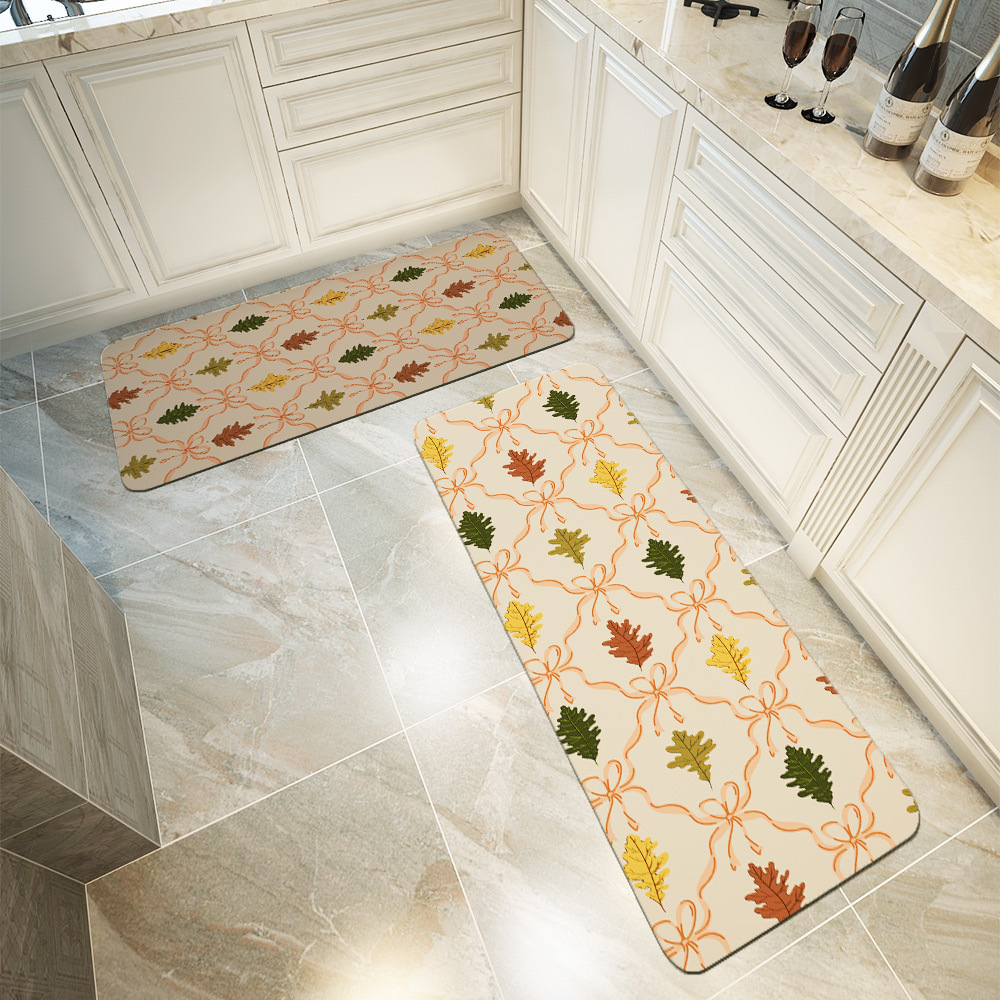 Kitchen Floor Mats – Autumn Oak Leaves & Coquette Bow