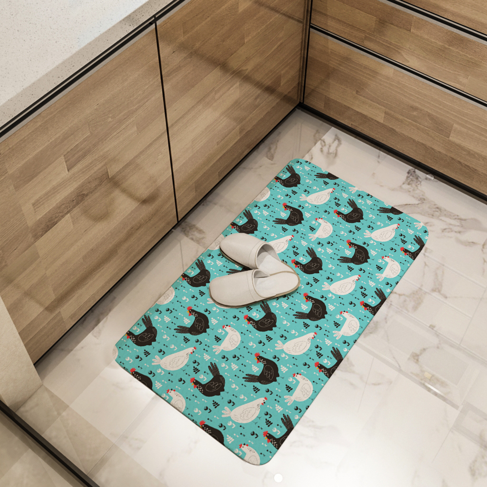 Kitchen Floor Mats – Lovely Cartoon Hens and Roosters