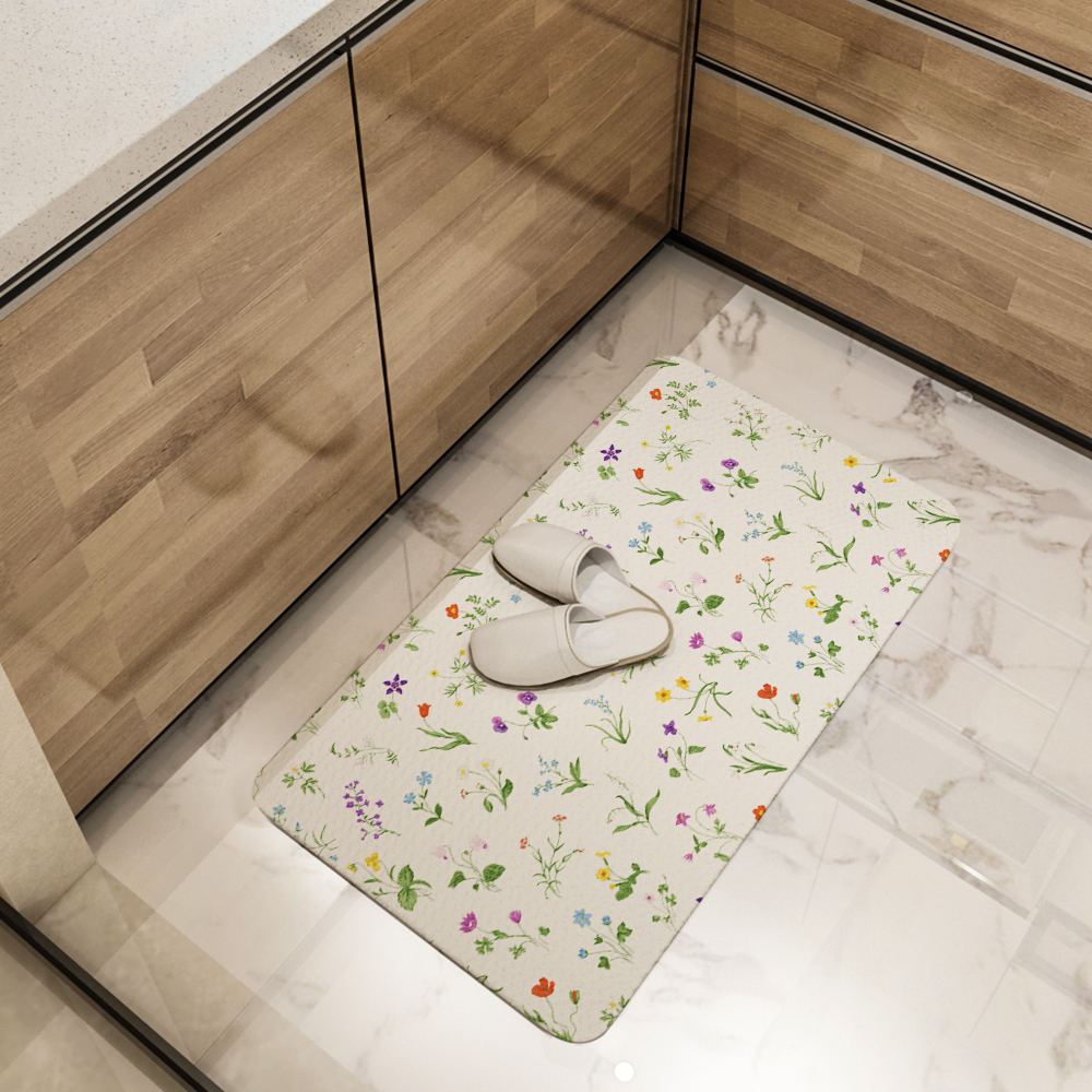 Kitchen Floor Mats – Gentle Botany With Colorful Spring Flowers