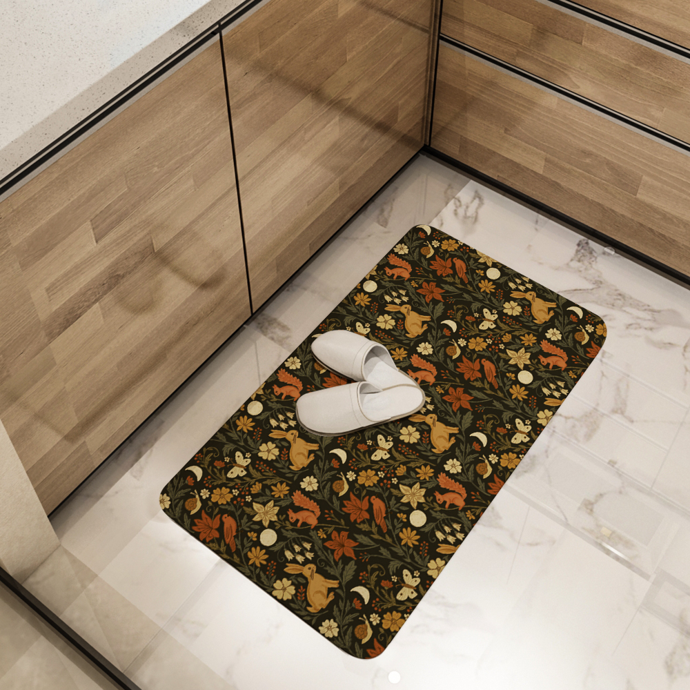 Kitchen Floor Mats – Whimsical Woodland Forest Life