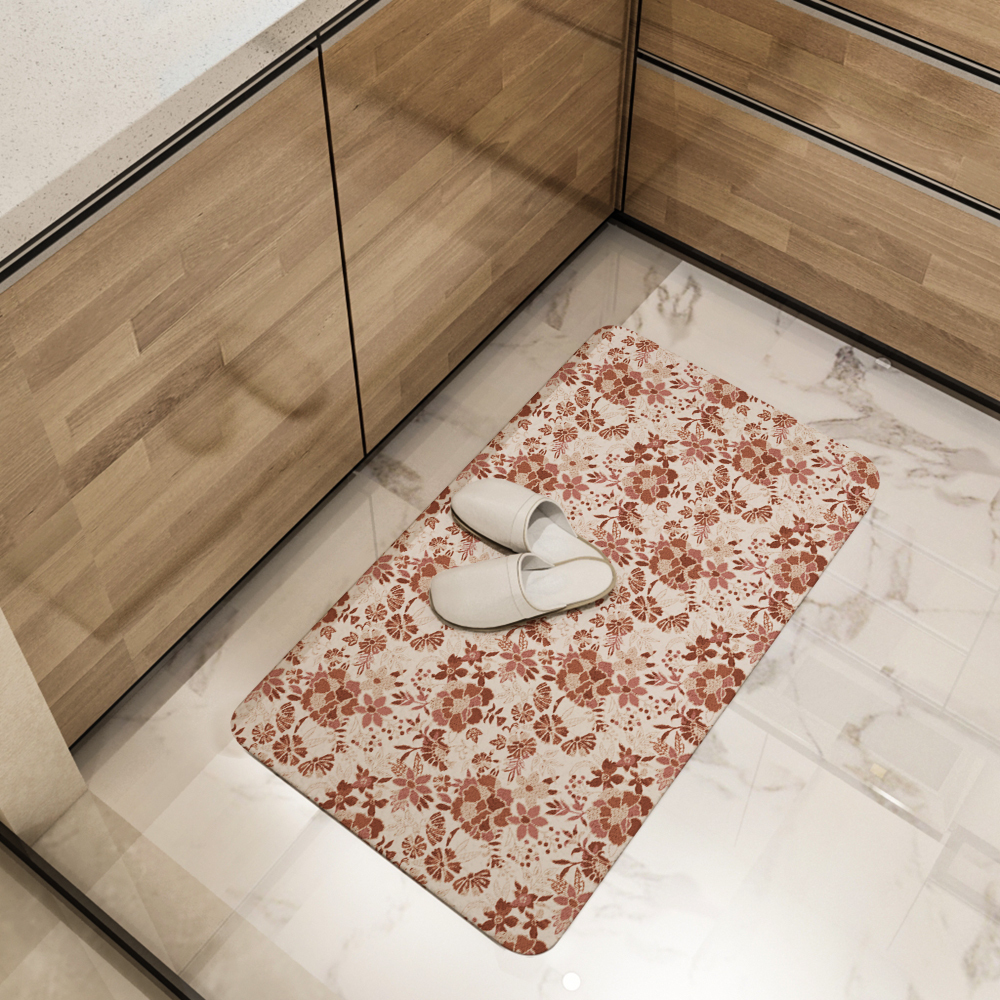 Kitchen Floor Mats – Terracotta Cream Vintage Boho Floral
