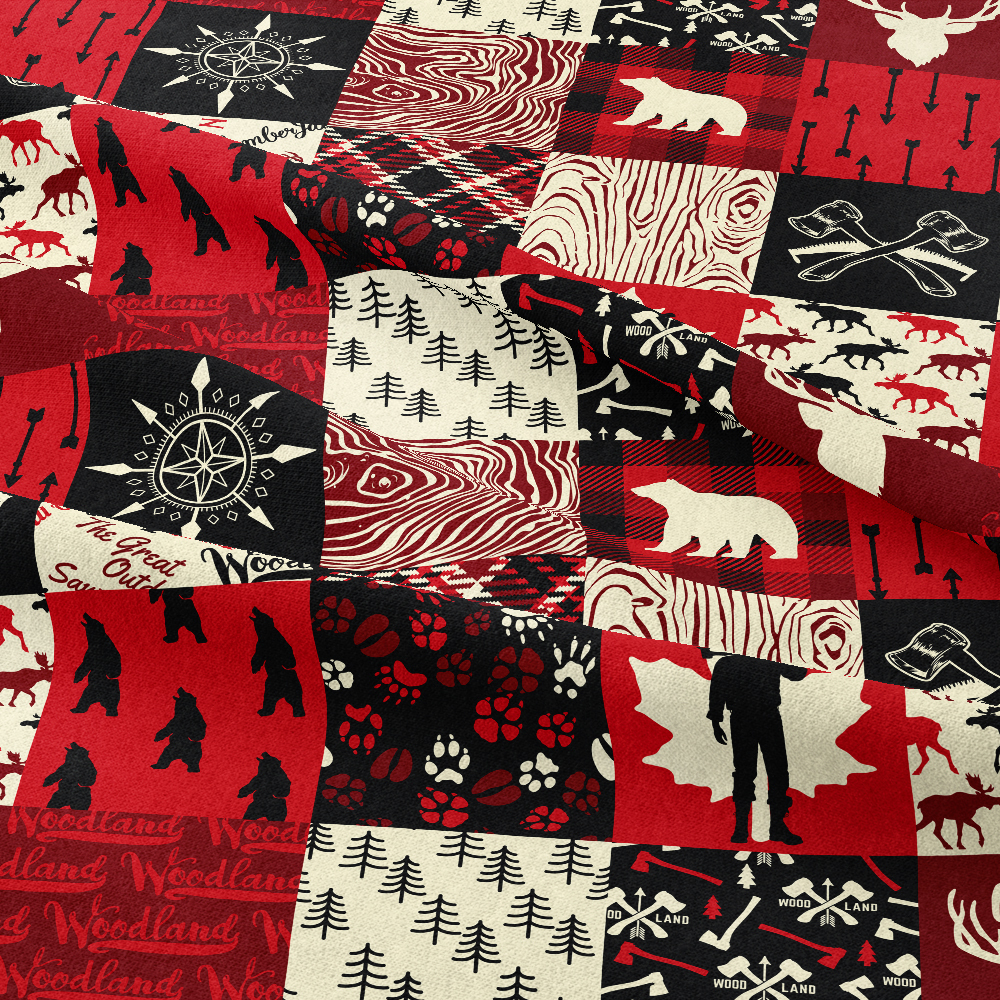 Wildlife and Lumberjack Symbols Seamless Pattern - Custom Fabric Print Choice