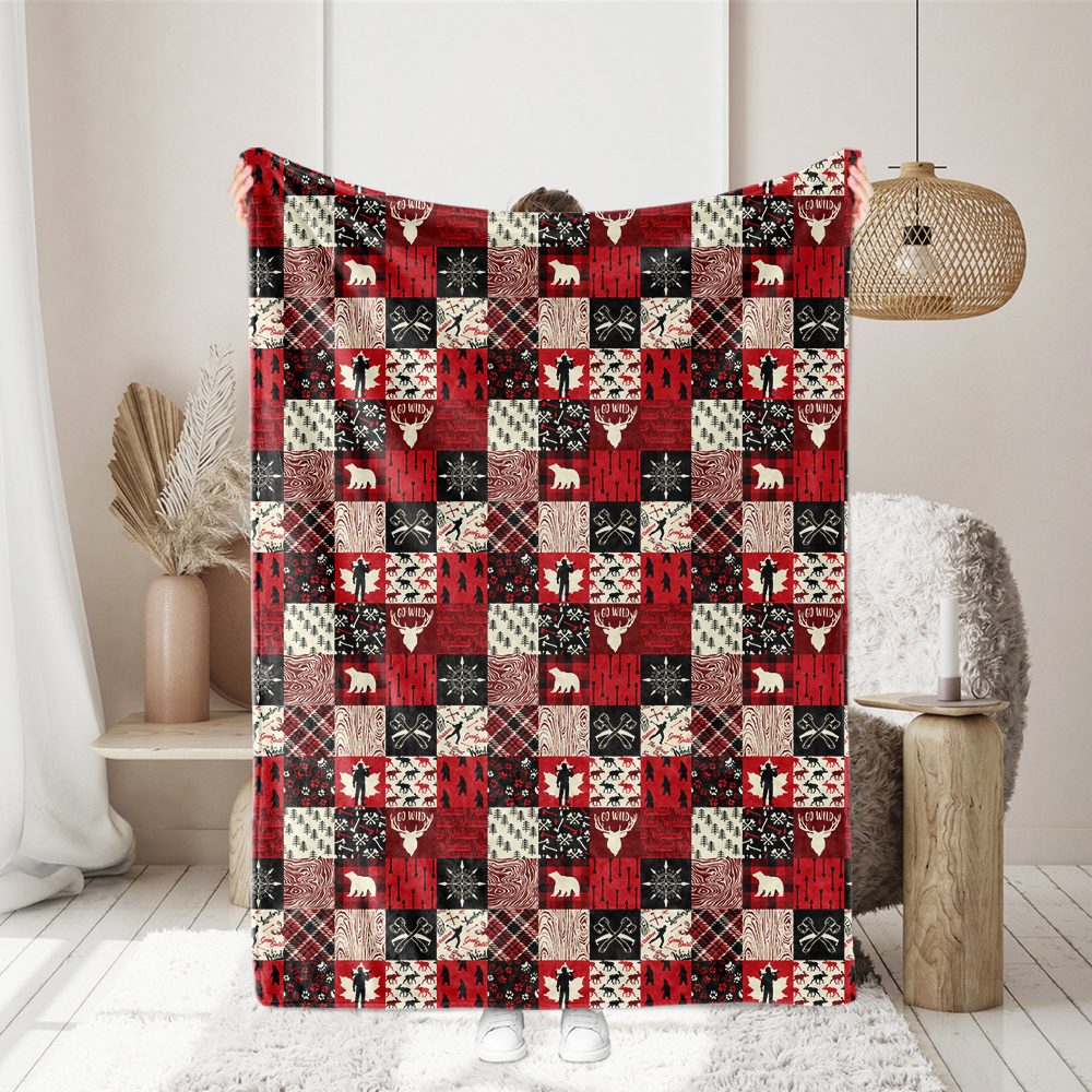 Wildlife and Lumberjack Symbols Seamless Pattern - Custom Fabric Print Choice