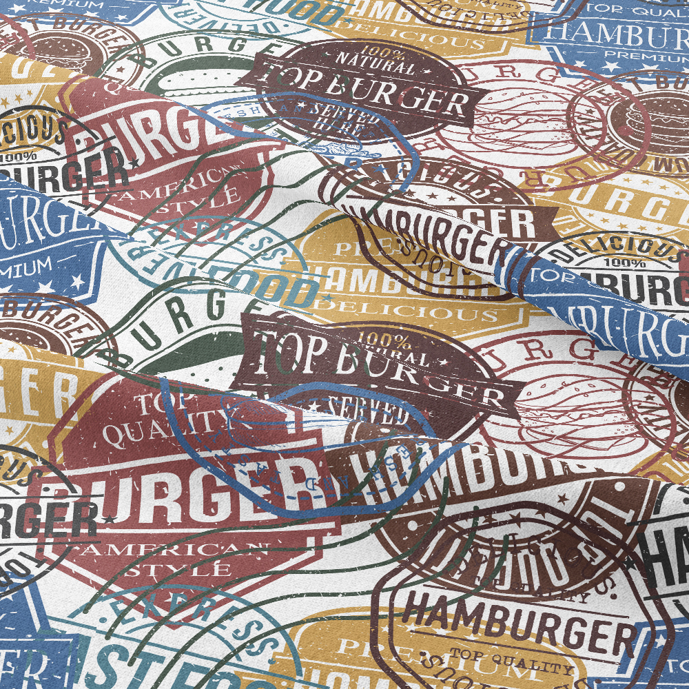 Hamburger Badge Symbols Seamless Pattern - Personalized Fabric Printing