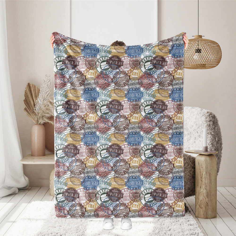 Hamburger Badge Symbols Seamless Pattern - Personalized Fabric Printing