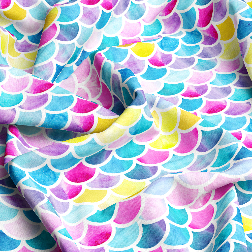 Mermaid Scales Rainbow Colors Gradient Seamless Pattern - Custom Print Fabrics