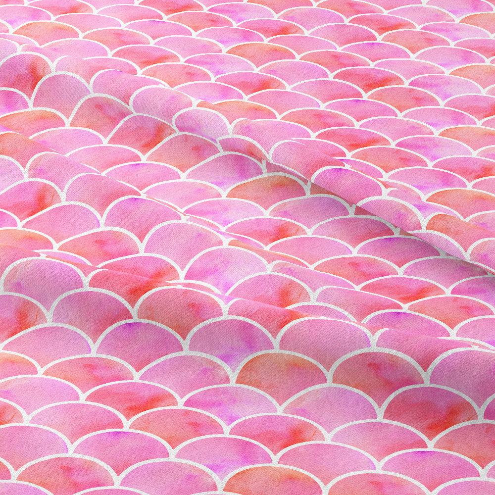 Mermaid Scales Pink Gradient Seamless Pattern - Custom Print Fabrics