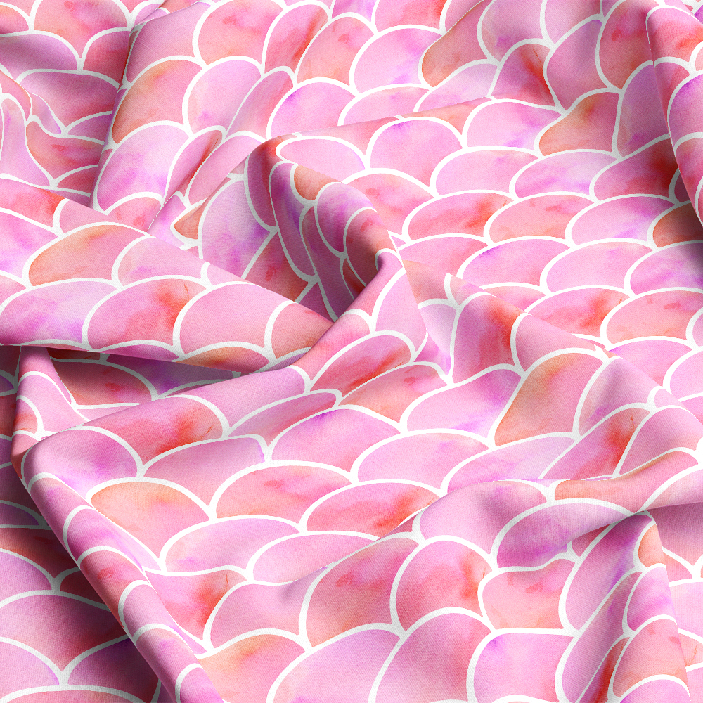 Mermaid Scales Pink Gradient Seamless Pattern - Custom Print Fabrics
