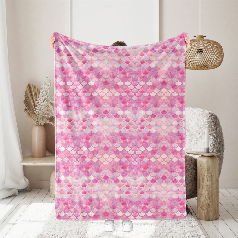 Mermaid Scales Pink Gradient Seamless Pattern - Custom Print Fabrics