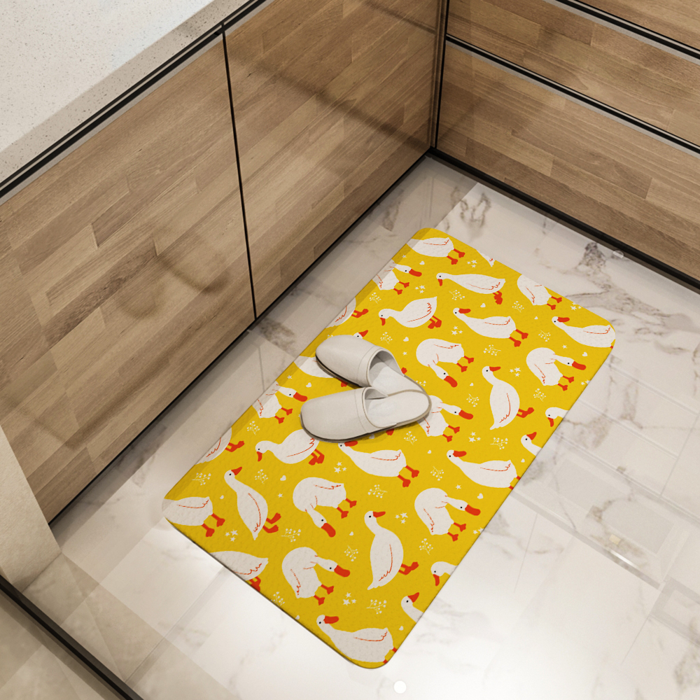 Kitchen Floor Mats – Cute White Geese Cartoon Pattern
