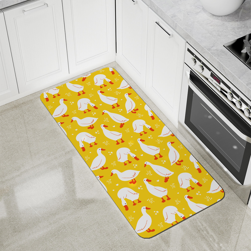 Kitchen Floor Mats – Cute White Geese Cartoon Pattern