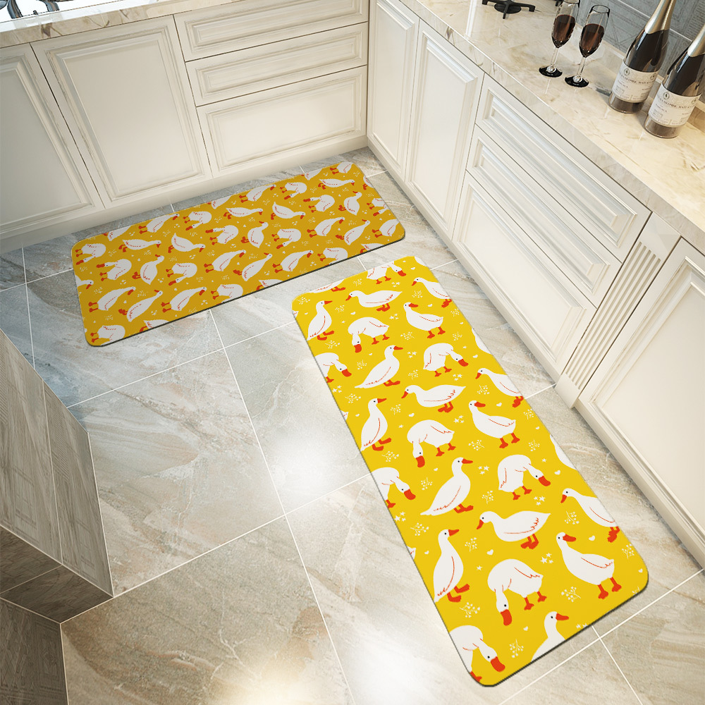 Kitchen Floor Mats – Cute White Geese Cartoon Pattern