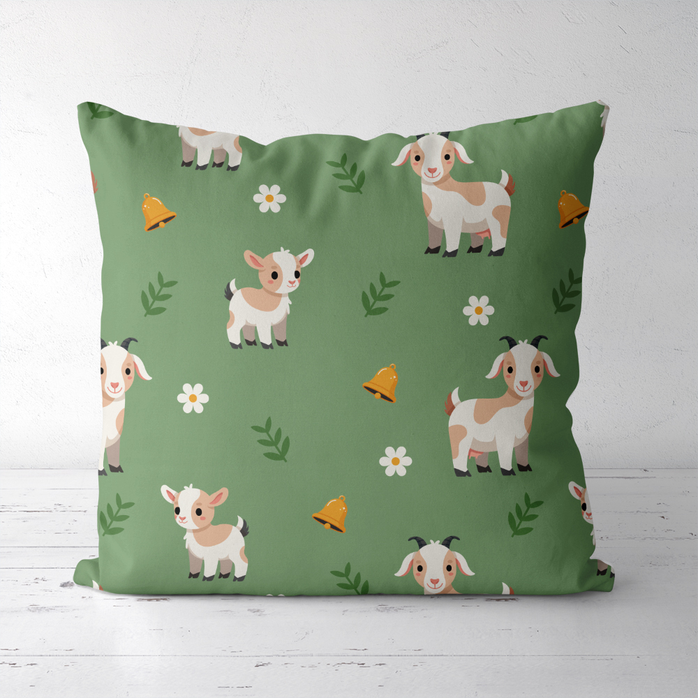 Throw Pillow – Cartoon Goat Farm Animal