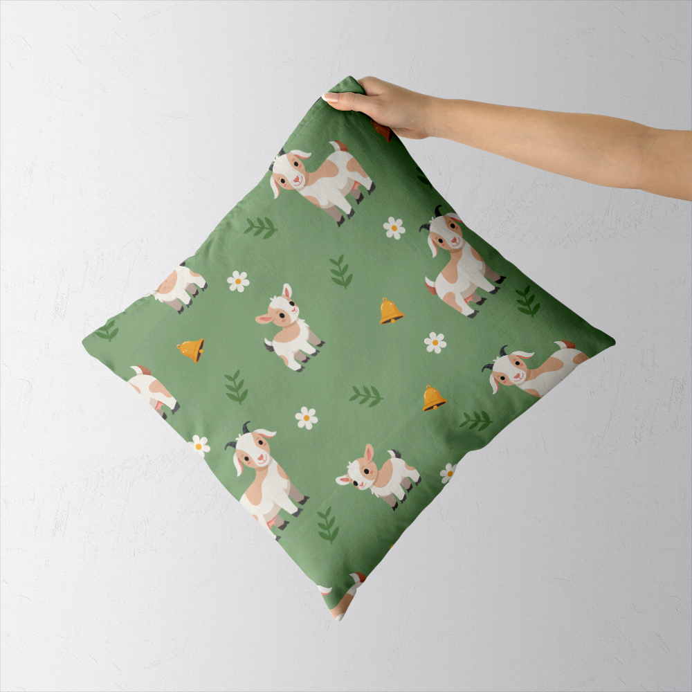 Throw Pillow – Cartoon Goat Farm Animal