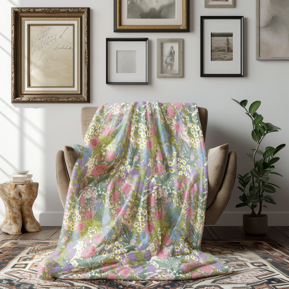 Throw Blanket – Summer Wildflower Rustic Meadow Floral