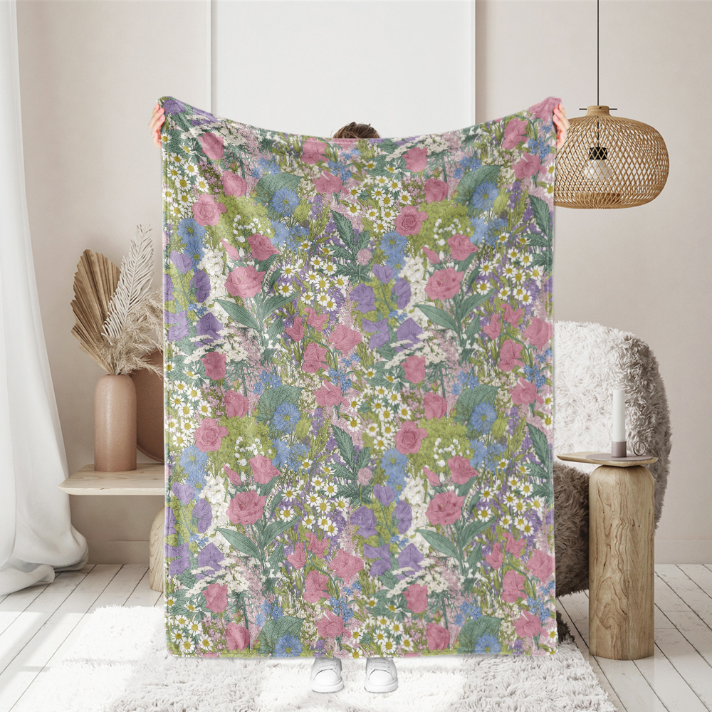 Throw Blanket – Summer Wildflower Rustic Meadow Floral