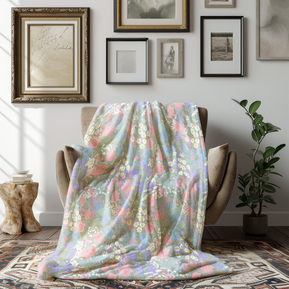 Throw Blanket – Summer Wildflower Rustic Meadow Floral