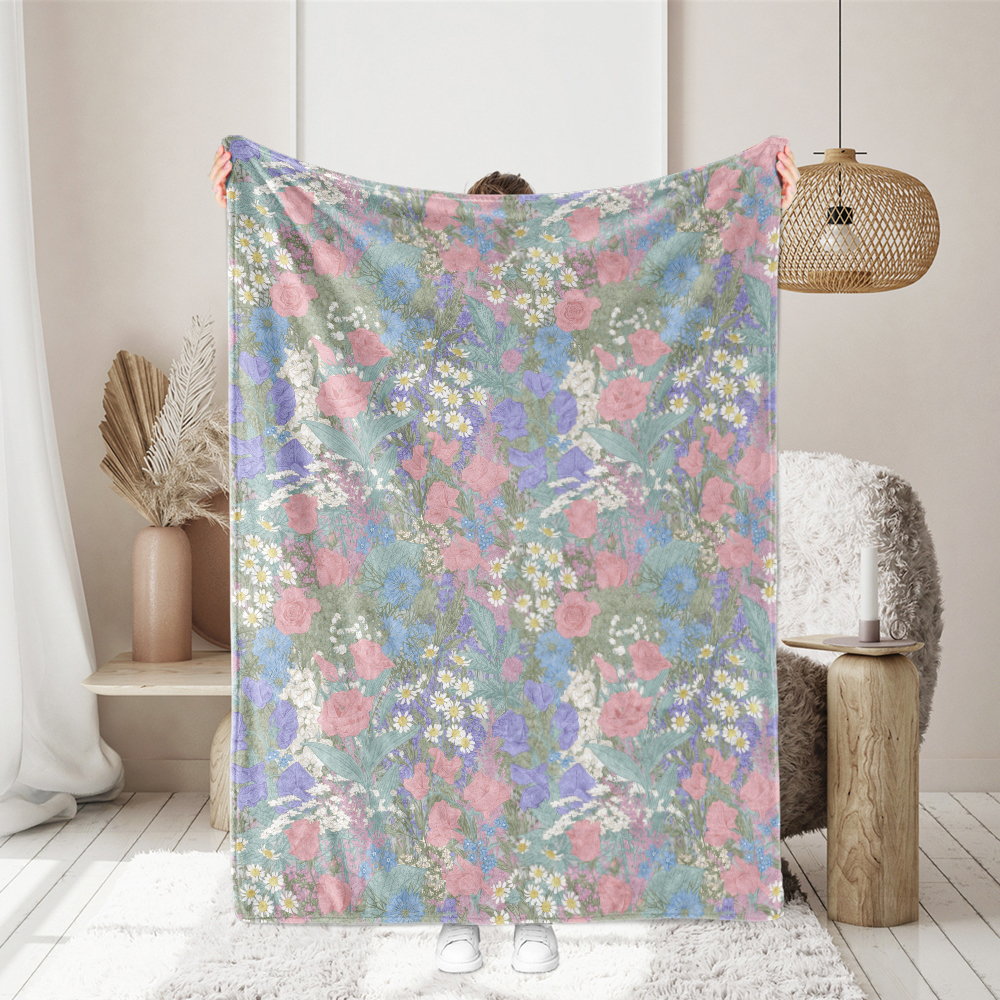Throw Blanket – Summer Wildflower Rustic Meadow Floral
