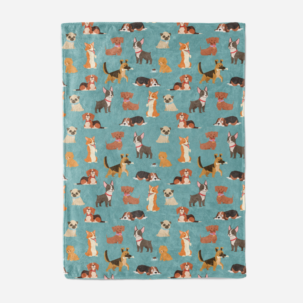 Throw Blanket – Cartoon Pets Dogs & Puppies Pattern