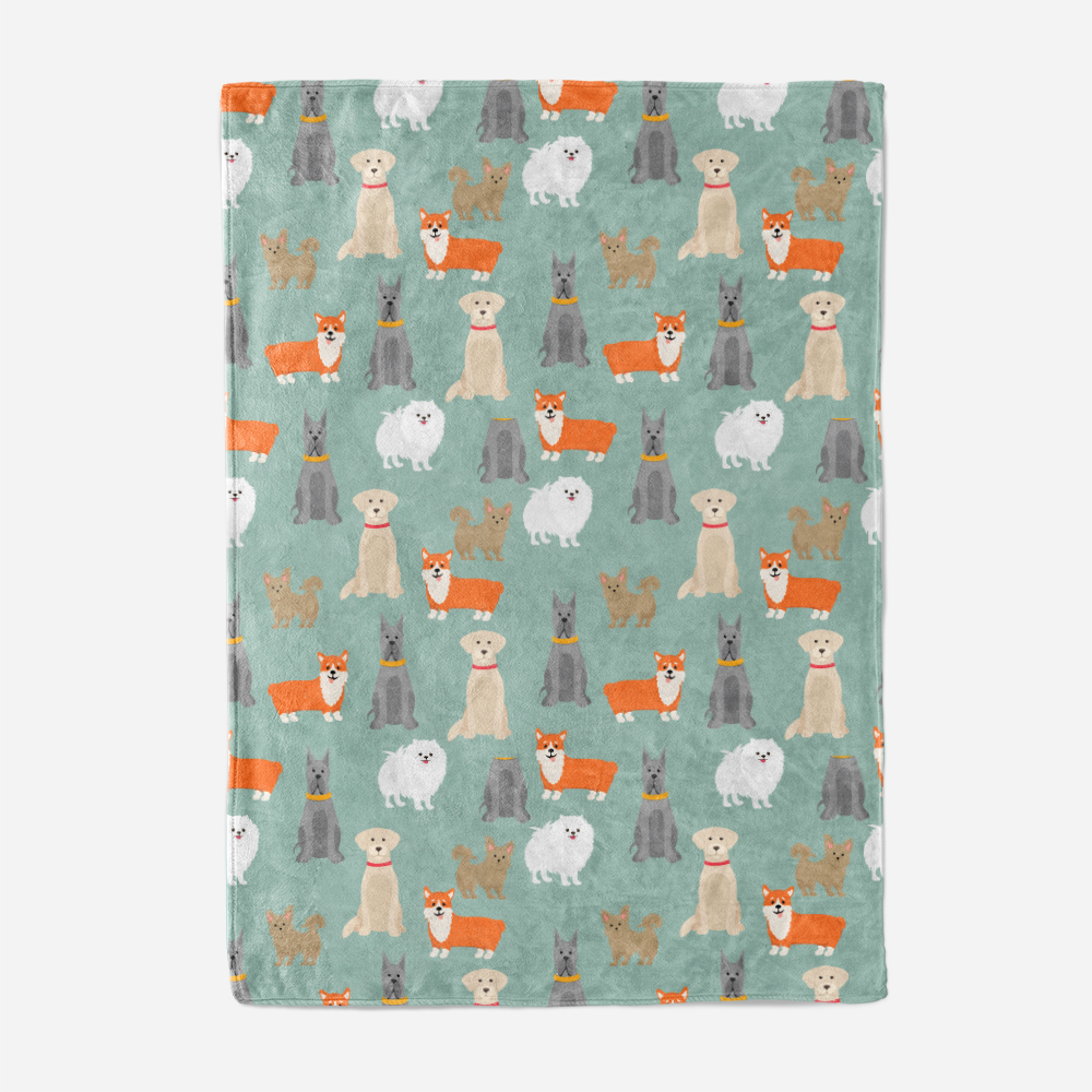 Throw Blanket – Cartoon Pets Dogs & Puppies Pattern
