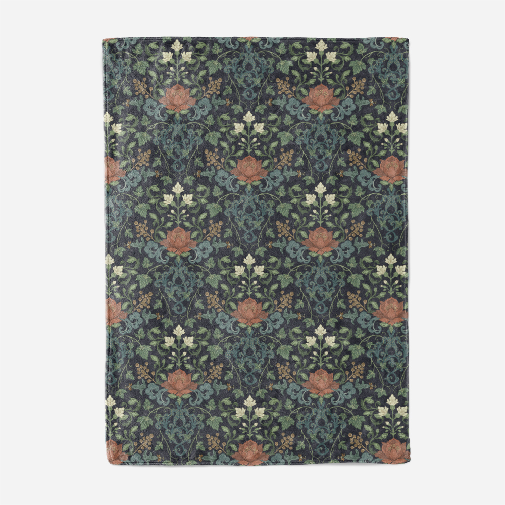 Throw Blanket – William Morris Inspired Vintage Botanical Floral Plant