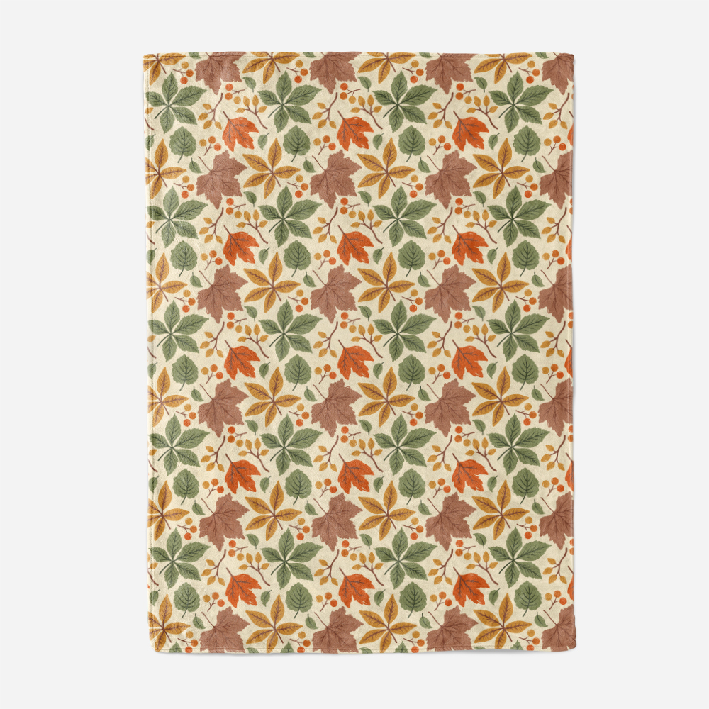 Throw Blanket – Colorful Autumn Leaves & Berry Thanksgiving