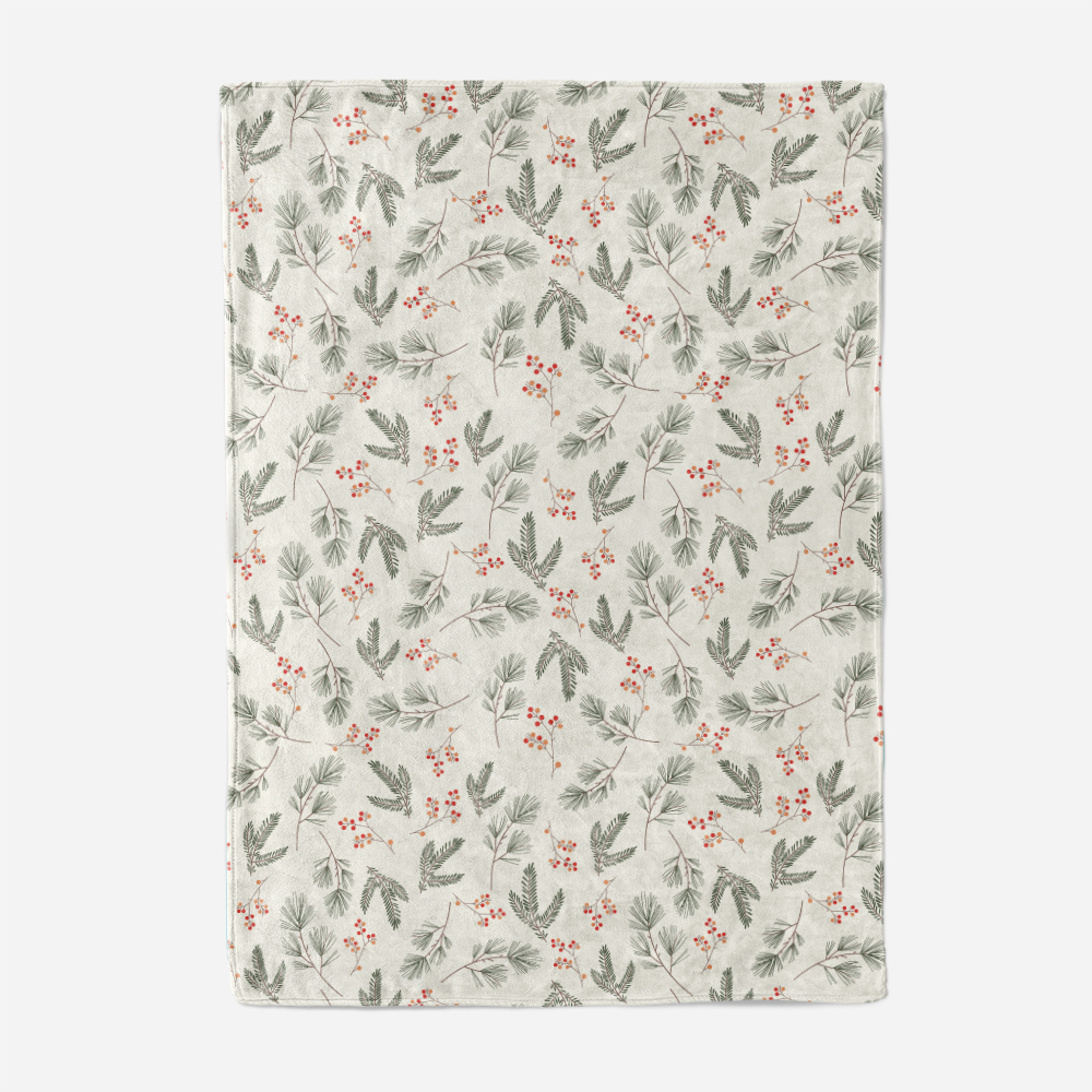 Throw Blanket – Hygge Fir Branches & Berries