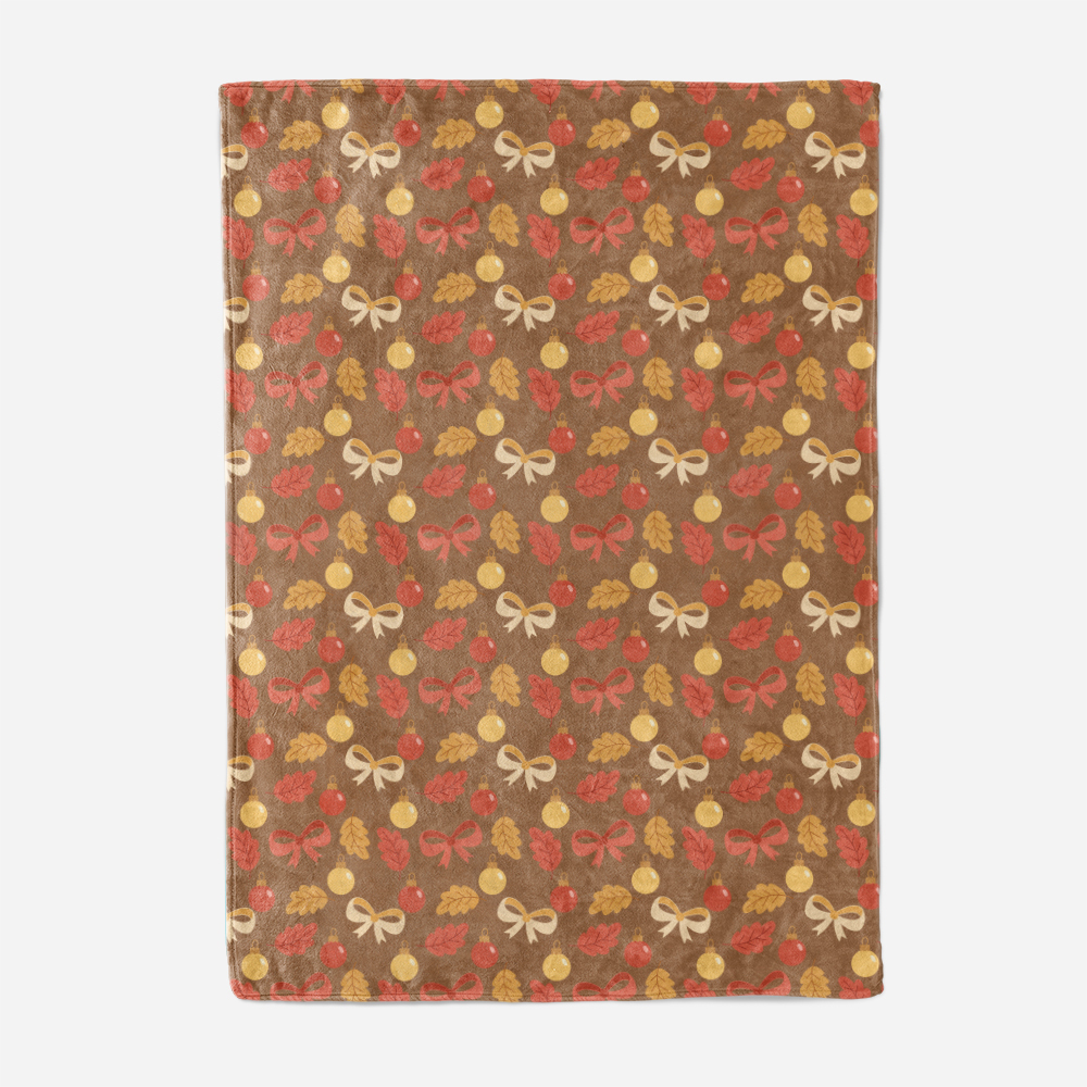 Throw Blanket – Rustic Autumn Leaf Ribbon Bow Bauble