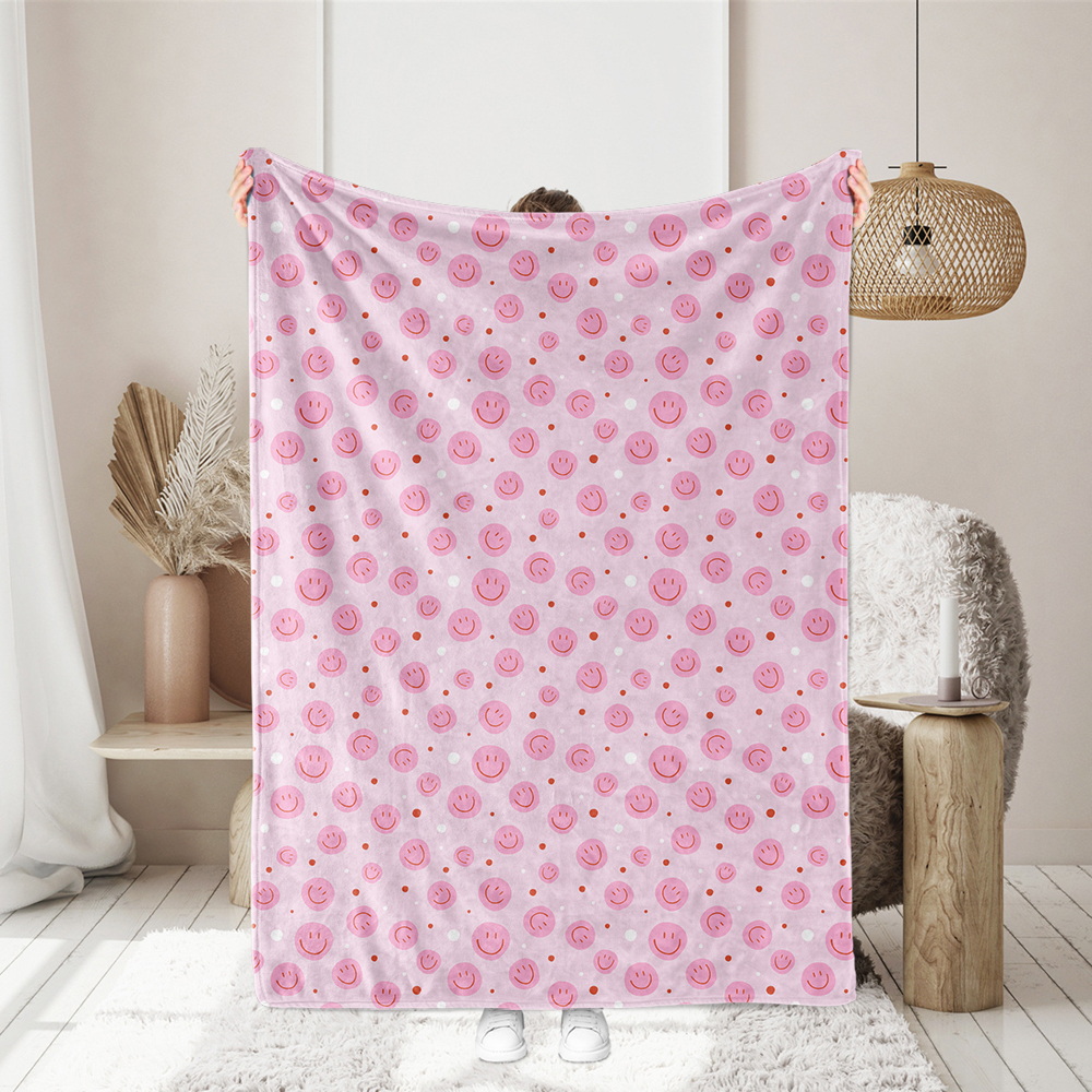 Customized cute pink smiley pattern fabric - Custom Print Fabrics
