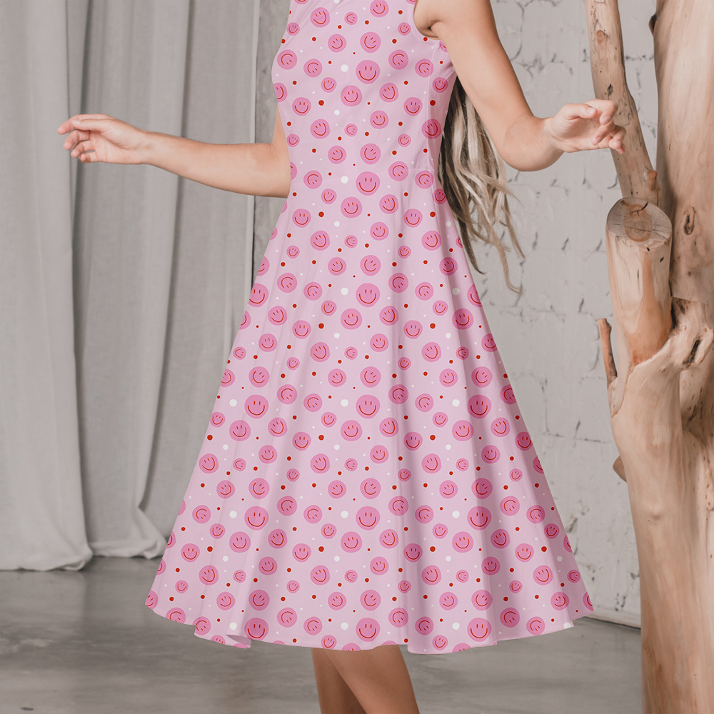 Customized cute pink smiley pattern fabric - Custom Print Fabrics