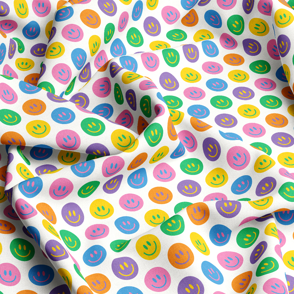 Seamless Cute Smiling Faces Pattern Custom Design Prints - Custom Print Fabrics
