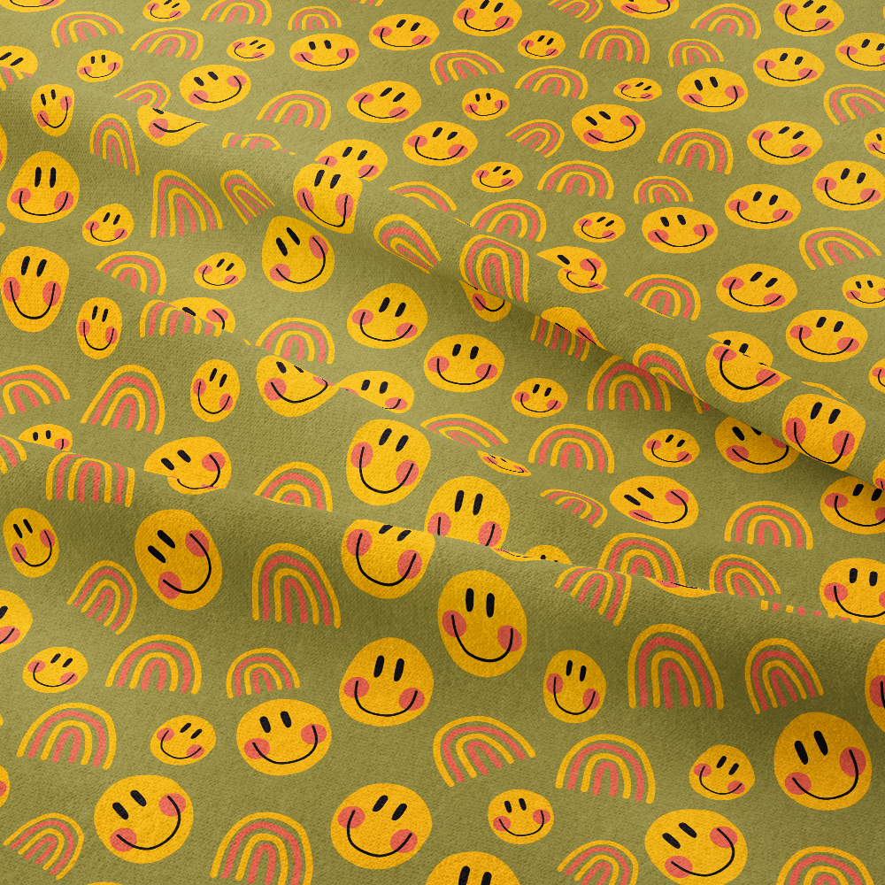 Customized cute smiley face icon pattern fabric - Custom printed fabric