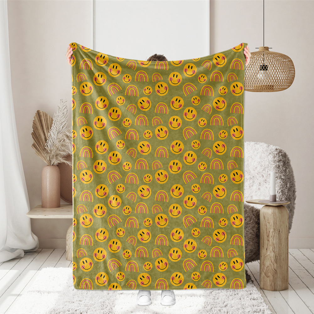 Customized cute smiley face icon pattern fabric - Custom printed fabric