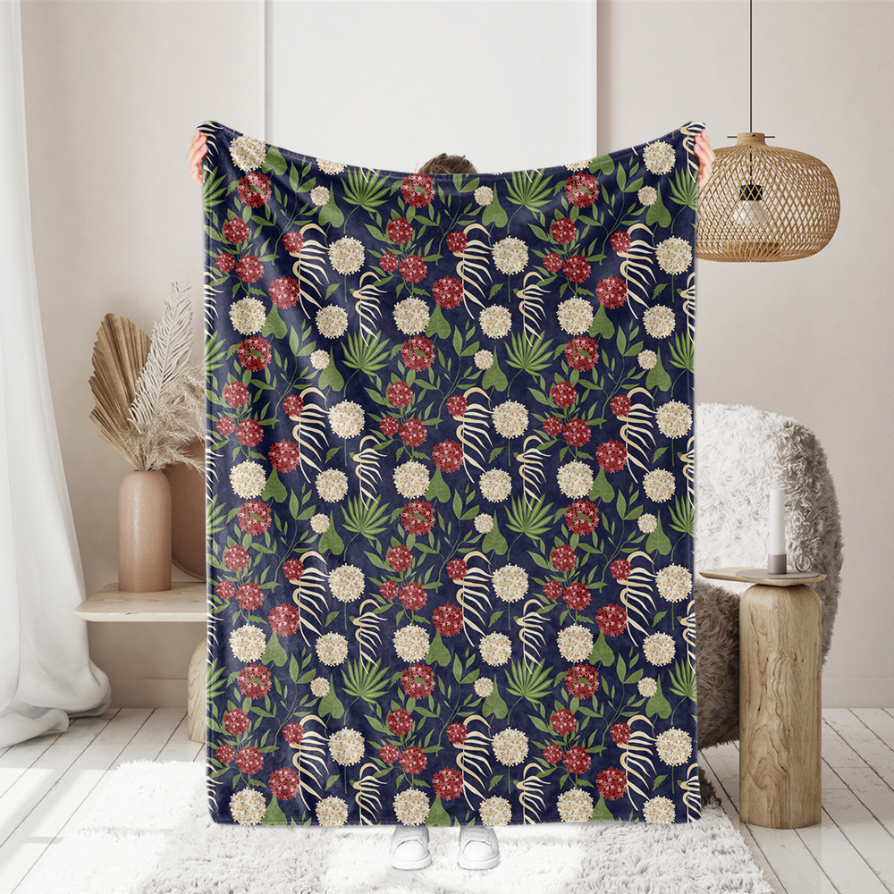 Vintage Liberty Floral Fabric with Modern Botanical Floral Green Leaves & Spherical Flowers – Custom Print Fabrics