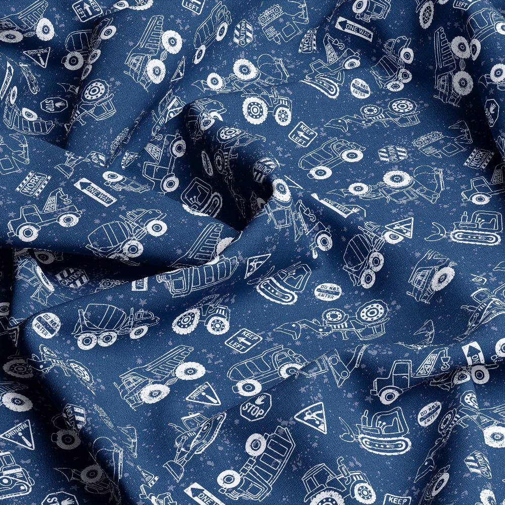Cute Excavator - Digger  - Tractor Custom Prints- Seamless Fabric Patterns Print at Prinstitch