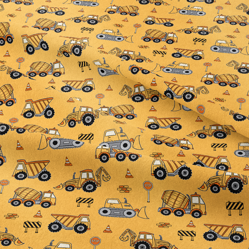 Construction Vehicles - Excavators Seamless Pattern Custom Prints - Fabric Designed for You at Prinstitch