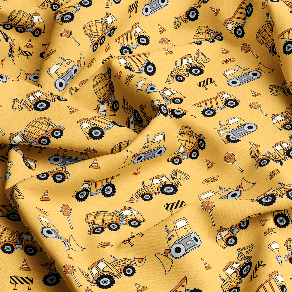 Construction Vehicles - Excavators Seamless Pattern Custom Prints - Fabric Designed for You at Prinstitch