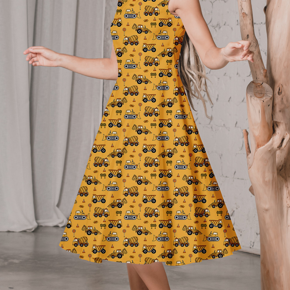 Construction Vehicles - Excavators Seamless Pattern Custom Prints - Fabric Designed for You at Prinstitch