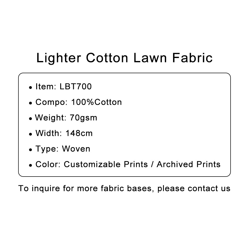 Custom Printed Lighter Cotton Lawn Fabric | Lightweight & Breathable
