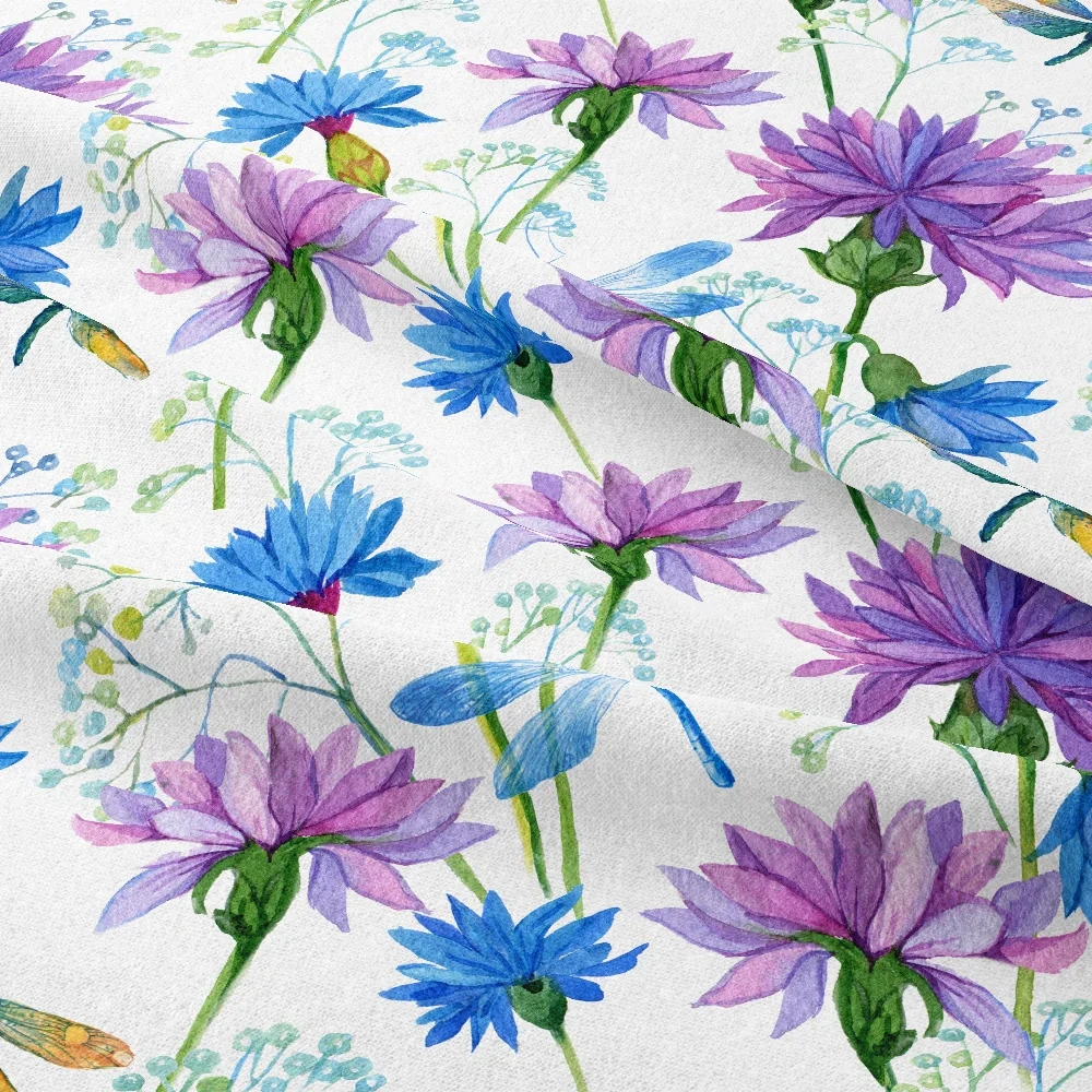 Serenity Vintage Dragonfly and Flowers Custom Liberty Floral Fabric – Custom Print Fabrics