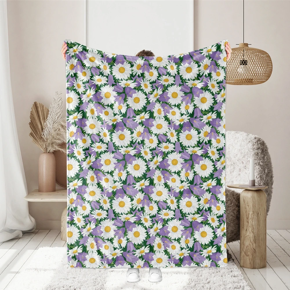 Serenity and Harmony Vintage White Daisies and Purple Flowers Custom Liberty Floral Fabric – Custom Print Fabrics